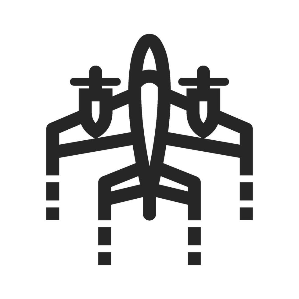 Jahrgang Flugzeug Symbol im dick Gliederung Stil. schwarz und Weiß einfarbig Vektor Illustration.