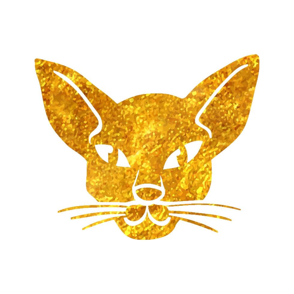Hand gezeichnet Gold vereiteln Textur inländisch Katze. Tier Farbe Illustration. vektor