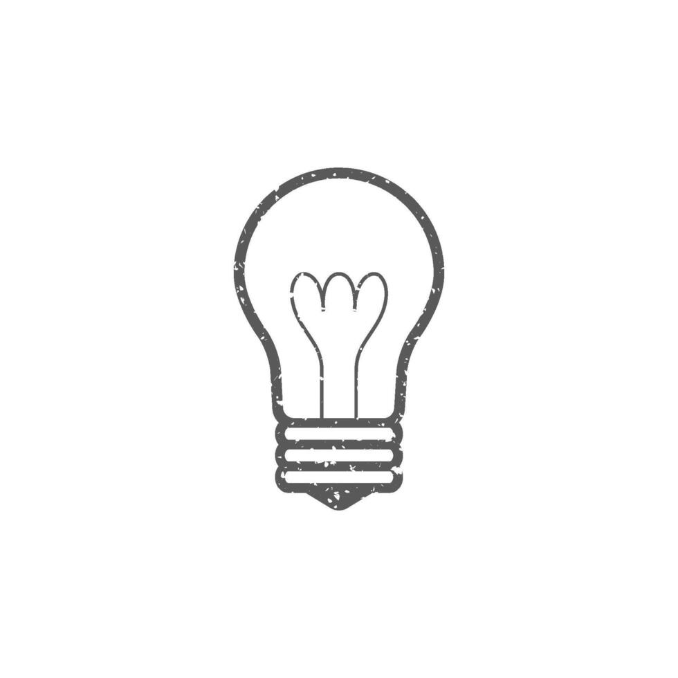 ljus Glödlampa ikon i grunge textur vektor illustration