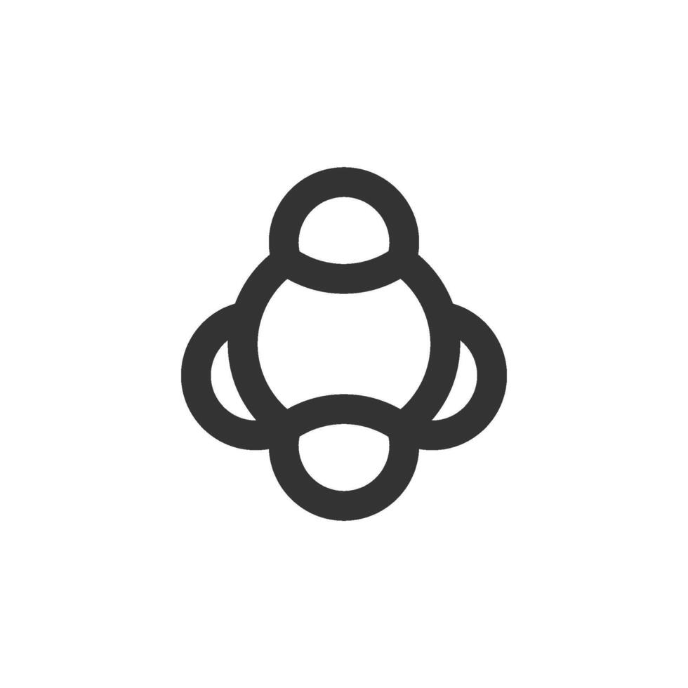 molekyler ikon i tjock översikt stil. svart och vit svartvit vektor illustration.