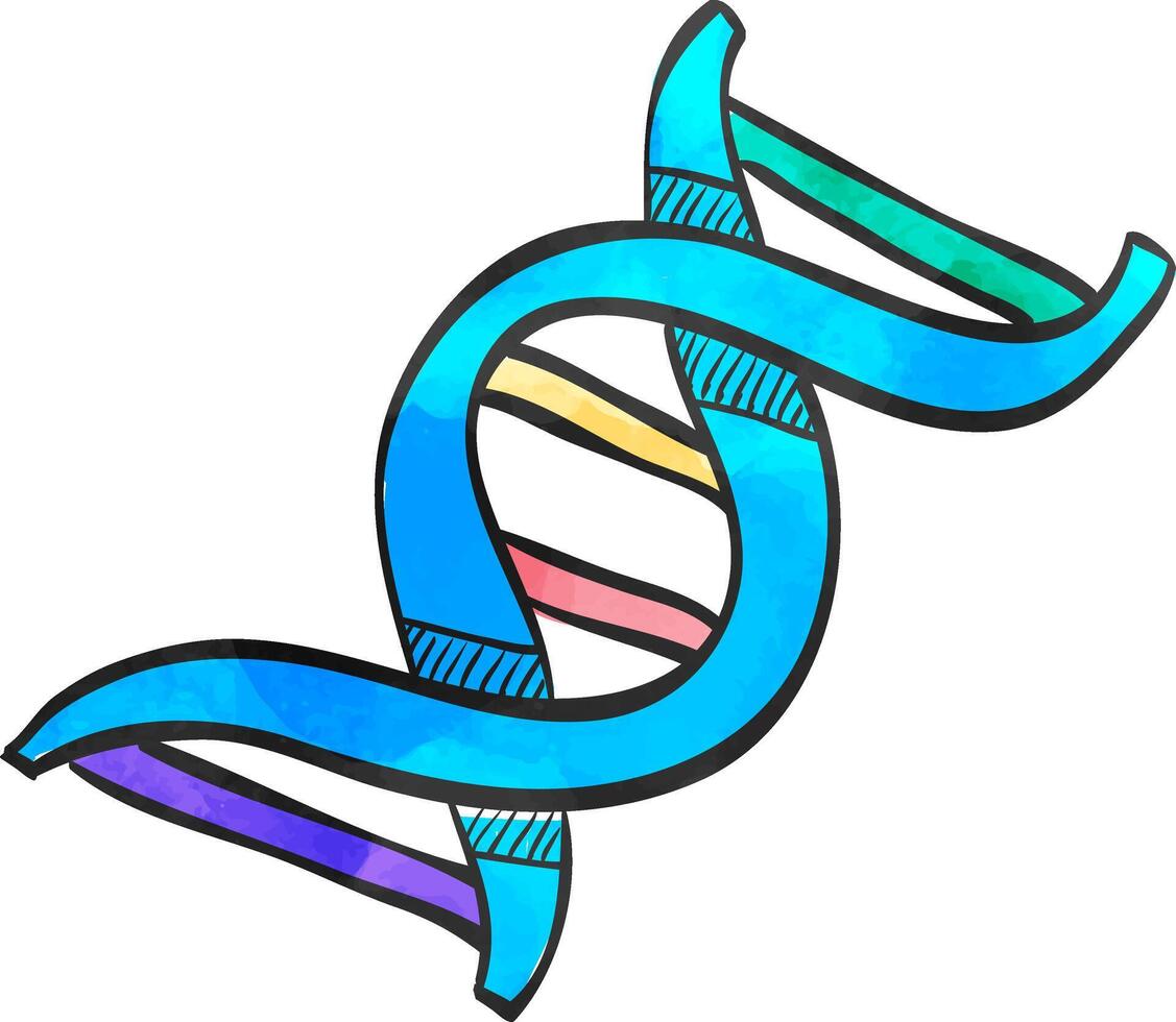 DNA Stränge Symbol im Farbe Zeichnung. Wissenschaft Biologie Körper Chromosom Treppe vektor