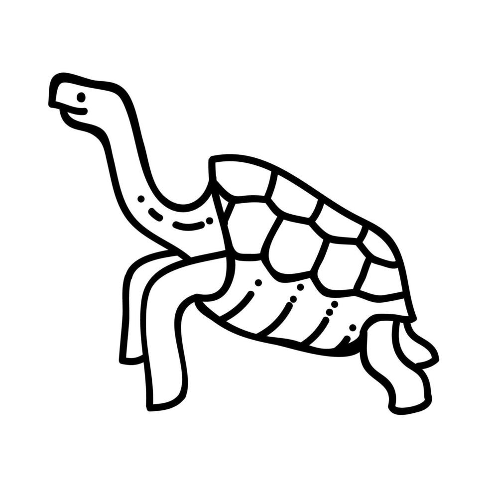 galapagos jätte sköldpadda. hand dragen vektor illustration. redigerbar linje stroke.