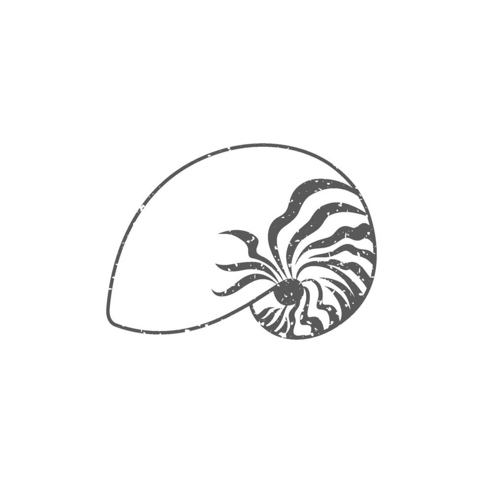 nautilus ikon i grunge textur. årgång stil mollusk vektor illustration.