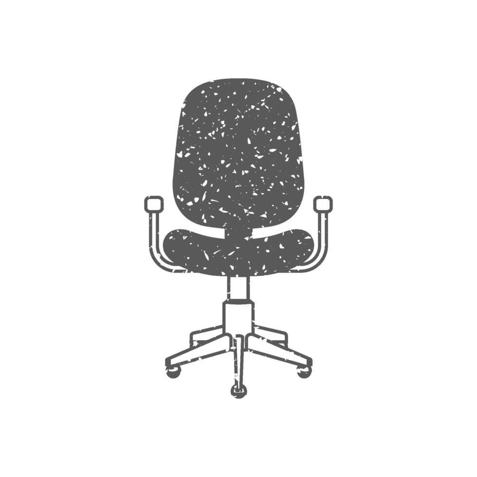 Büro Stuhl Symbol im Grunge Textur Vektor Illustration