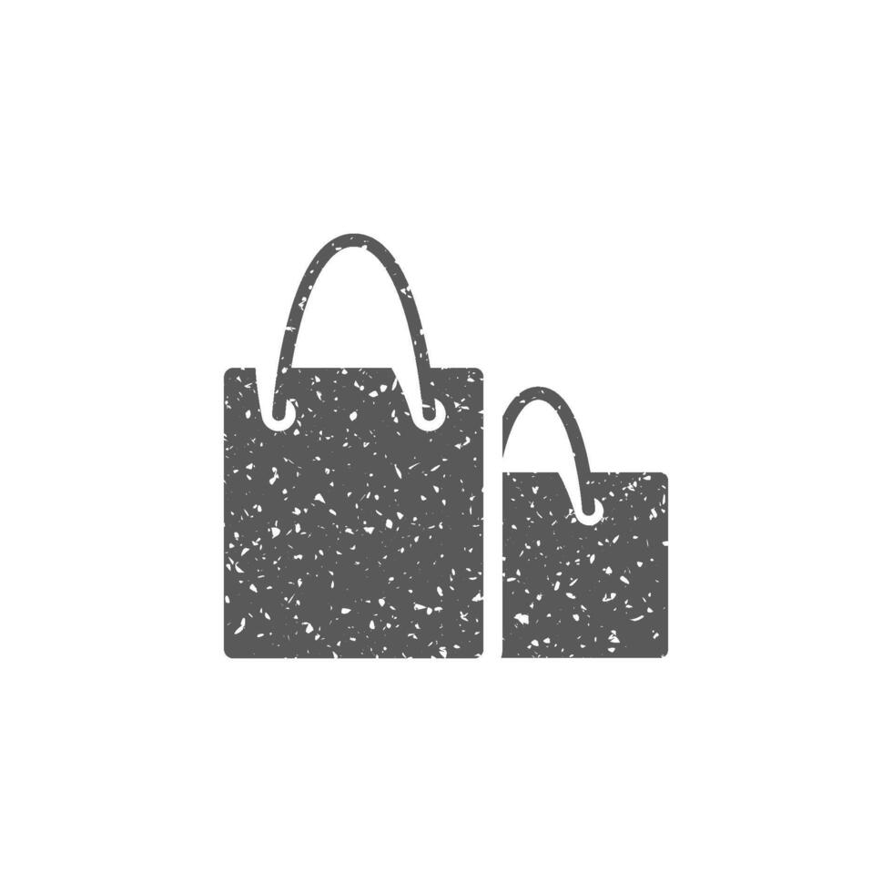 Einkaufen Taschen Symbol im Grunge Textur Vektor Illustration