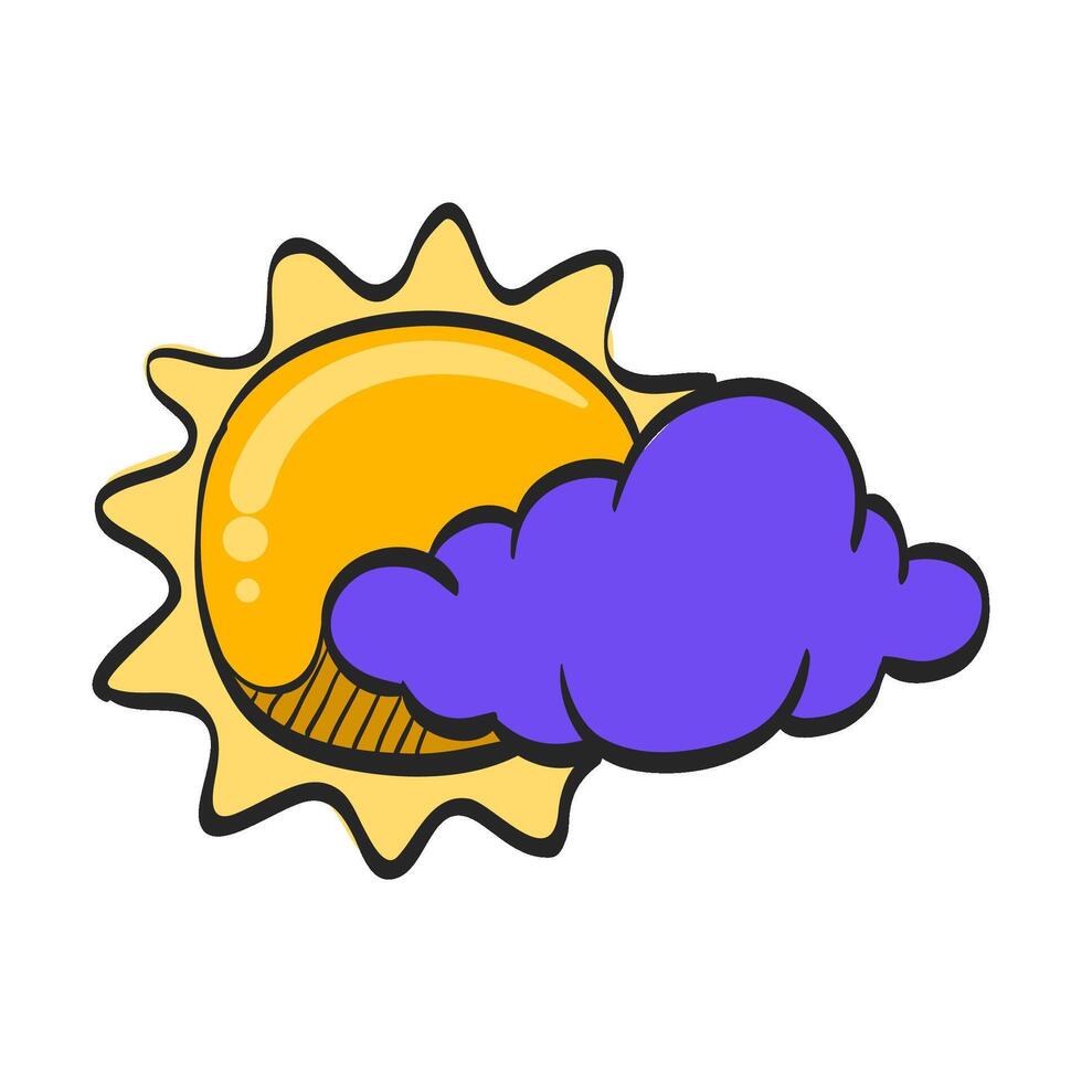 väder prognos delvis molnig ikon i hand dragen Färg vektor illustration