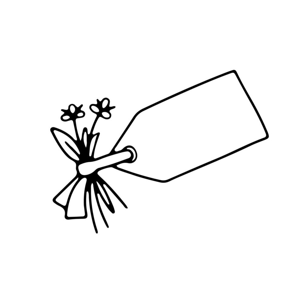 tom pris märka. vektor klotter blommig märka isolerat på vit. försäljning och rabatt symbol.