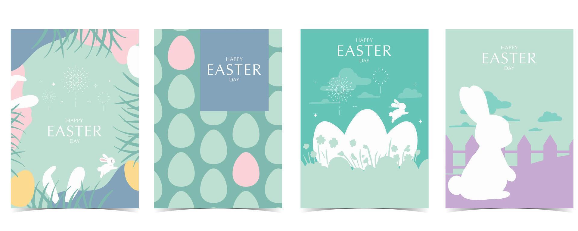 Sammlung von Ostern Hintergrund einstellen mit Hase und Ei im Silhouette Stil editierbar Vektor Illustration zum a4 Vertikale Postkarte