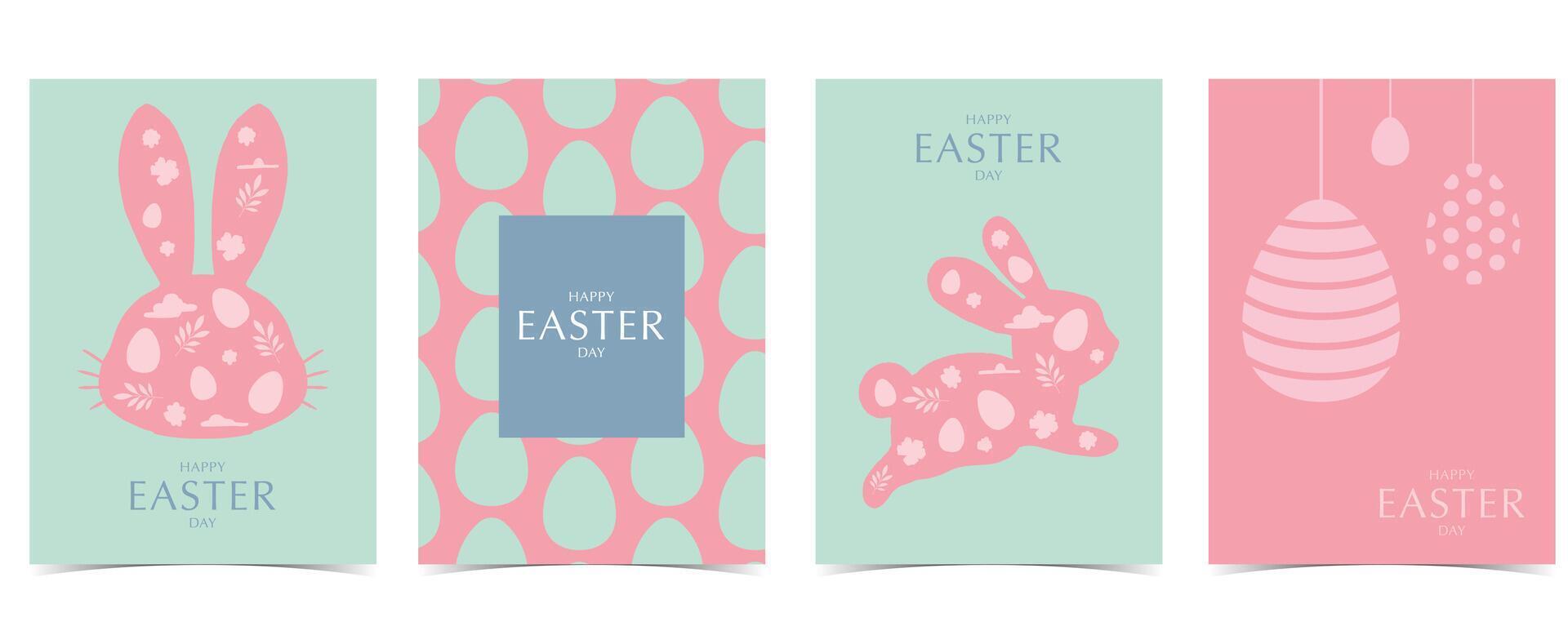 Sammlung von Ostern Hintergrund einstellen mit Hase und Ei im Silhouette Stil editierbar Vektor Illustration zum a4 Vertikale Postkarte