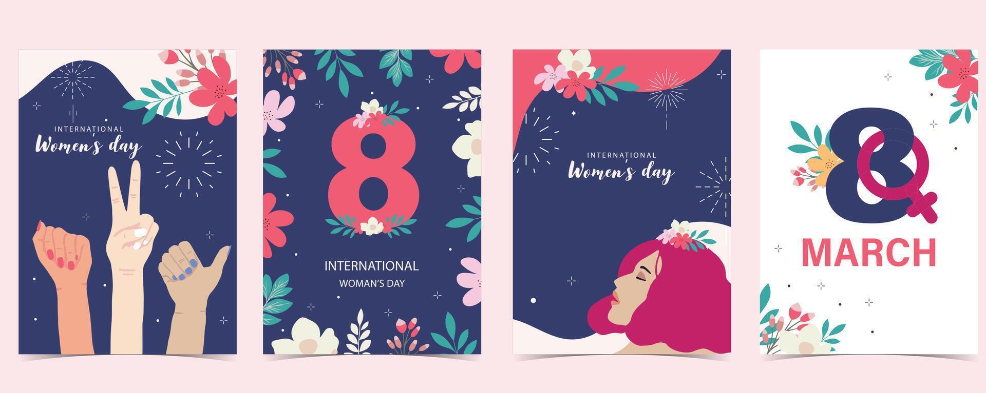 Frau International Tag Hintergrund mit Gesicht, Haare, Hand und Blume zum a4 Vertikale Größe vektor