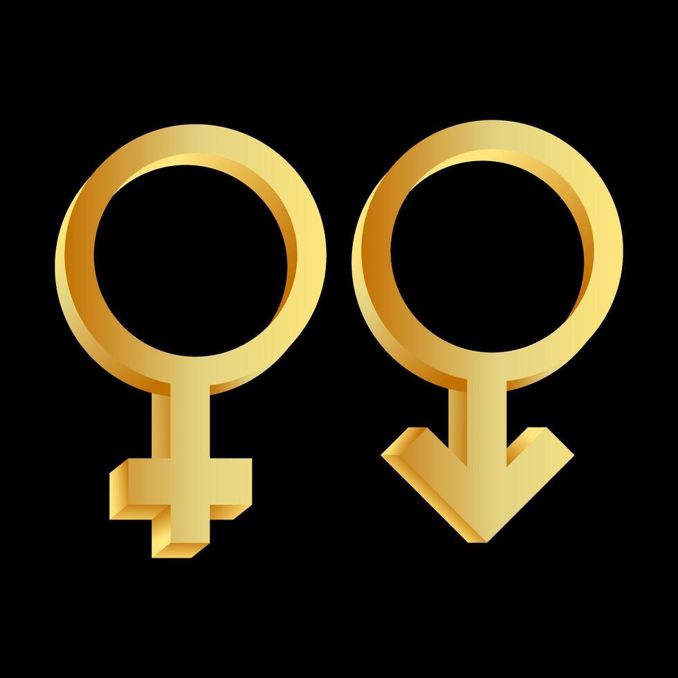 gyllene kön tecken. kvinna och manlig. vektor illustration.