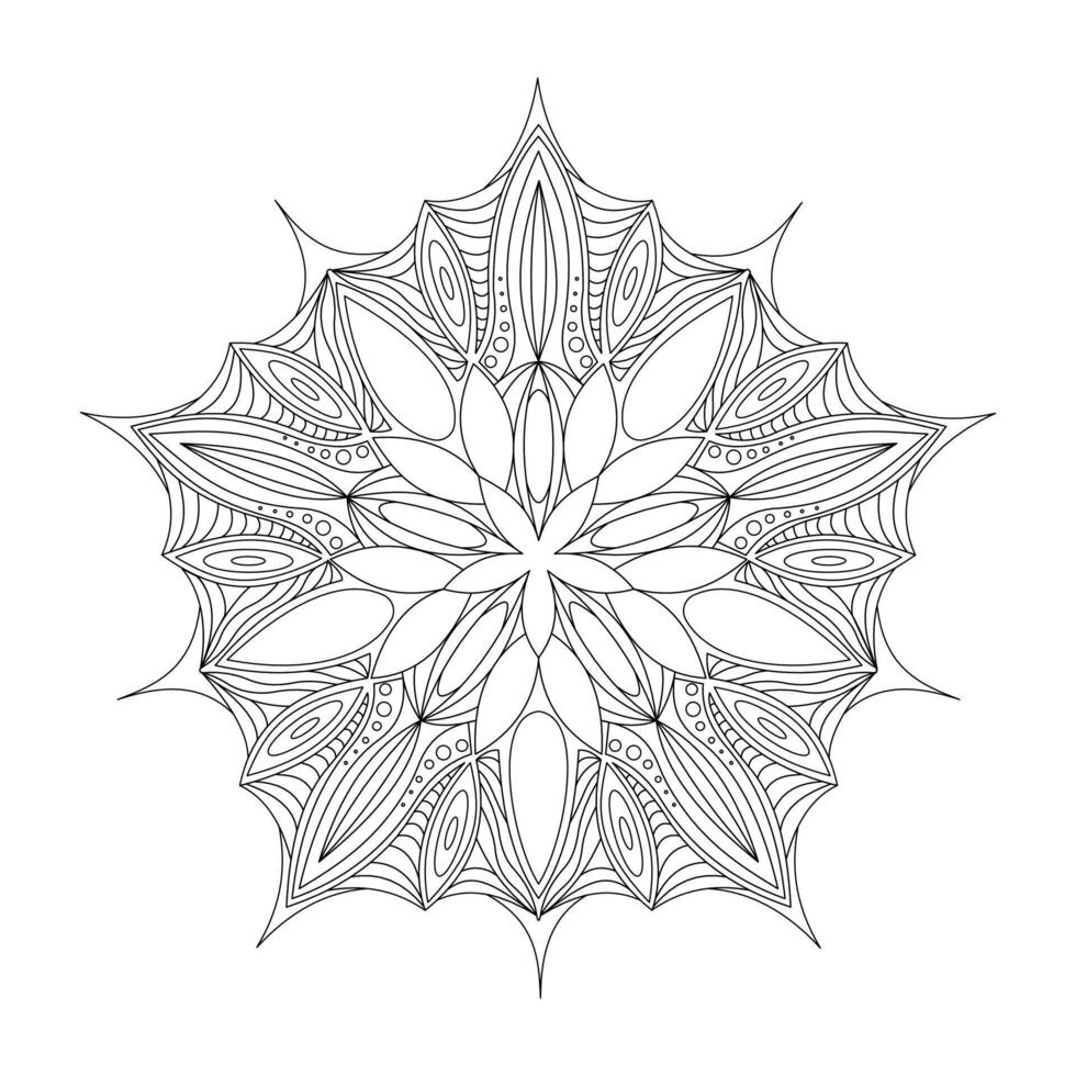 schwarz und Weiß kreisförmig Muster im das bilden von ein Mandala auf ein Weiß Hintergrund. Mehendi tätowieren Ornament Mandala Design. Färbung Buch Buchseite. Vektor Illustration.