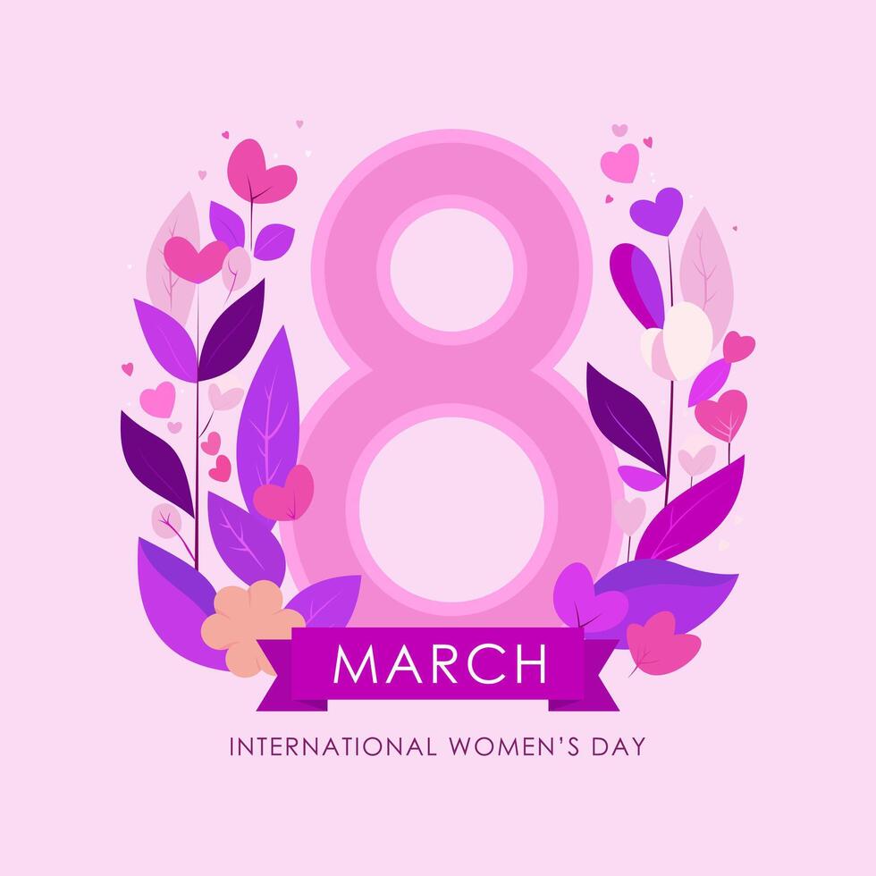 internationell kvinnors dag. hälsning kort. blommig platt vektor illustration