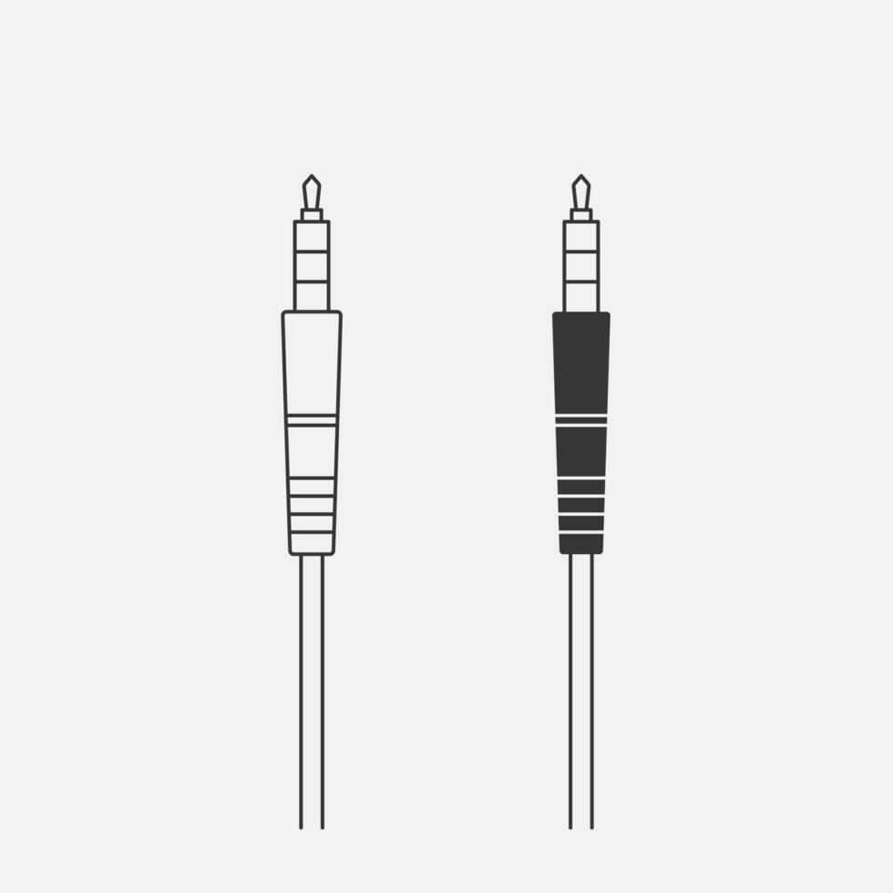 audio domkraft linje ikon uppsättning. hörlurar Utrustning domkraft kabel, tråd. vektor illustration