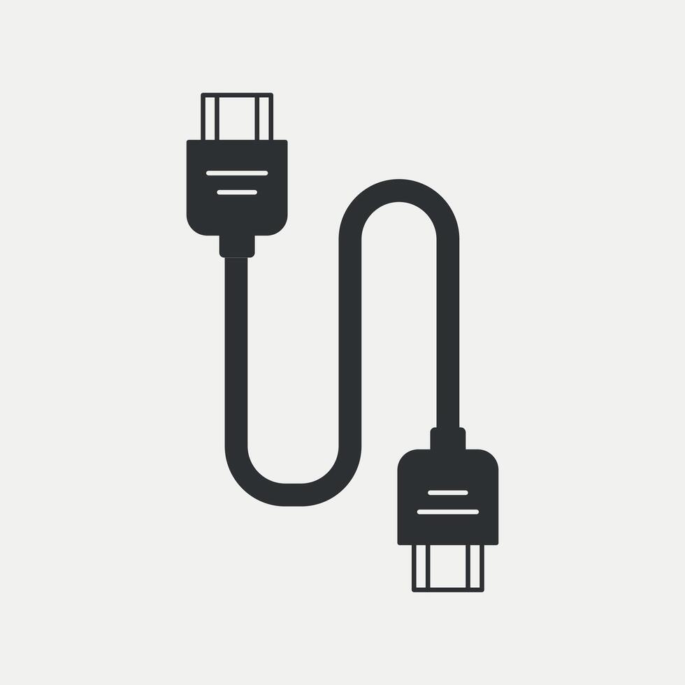 Elektrizität Kabel, USB Kabel, Jack Kabel. hdmi Verbinder Linie Symbol. Vektor Illustration