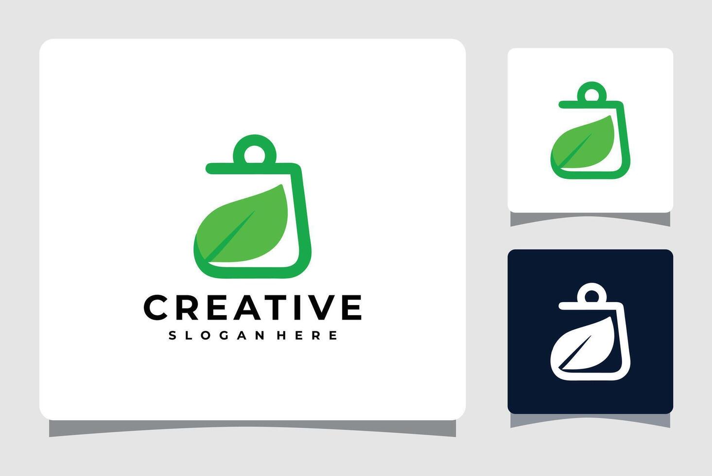 handla väska med löv logotyp design inspiration vektor