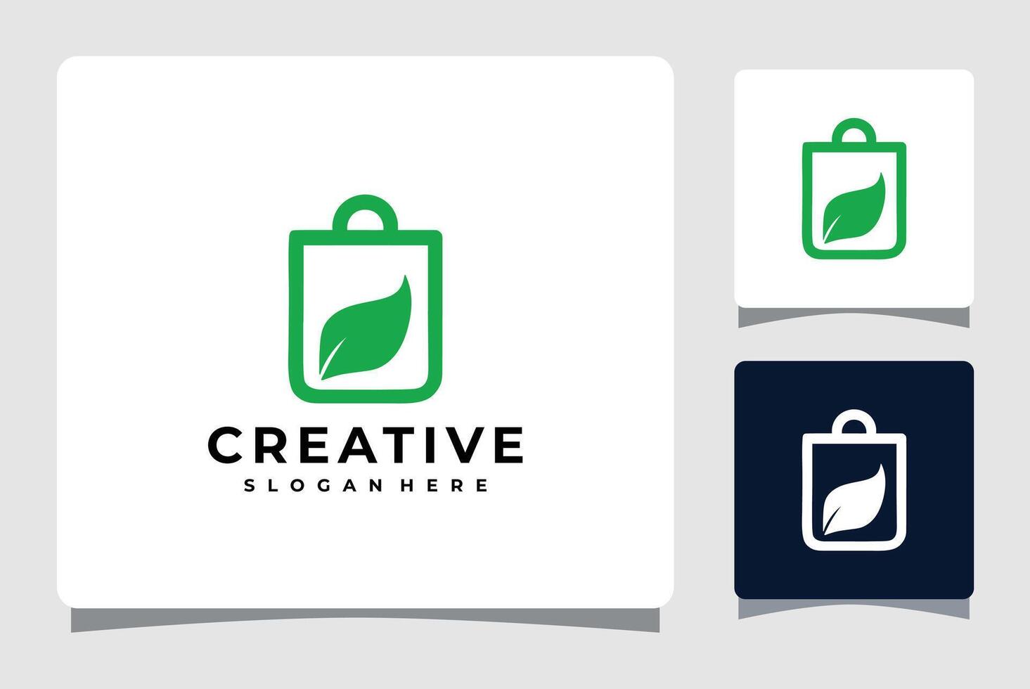 handla väska med löv logotyp design inspiration vektor