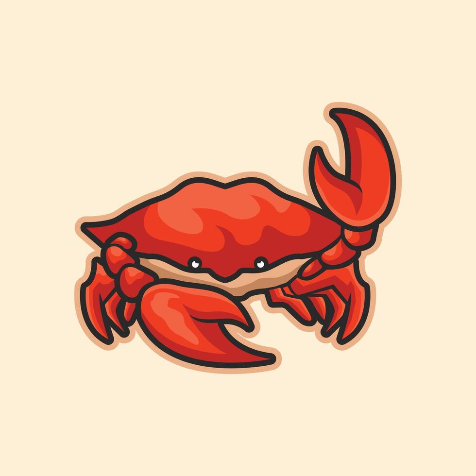rot Krabbe Maskottchen Logo Charakter Tier Illustration vektor