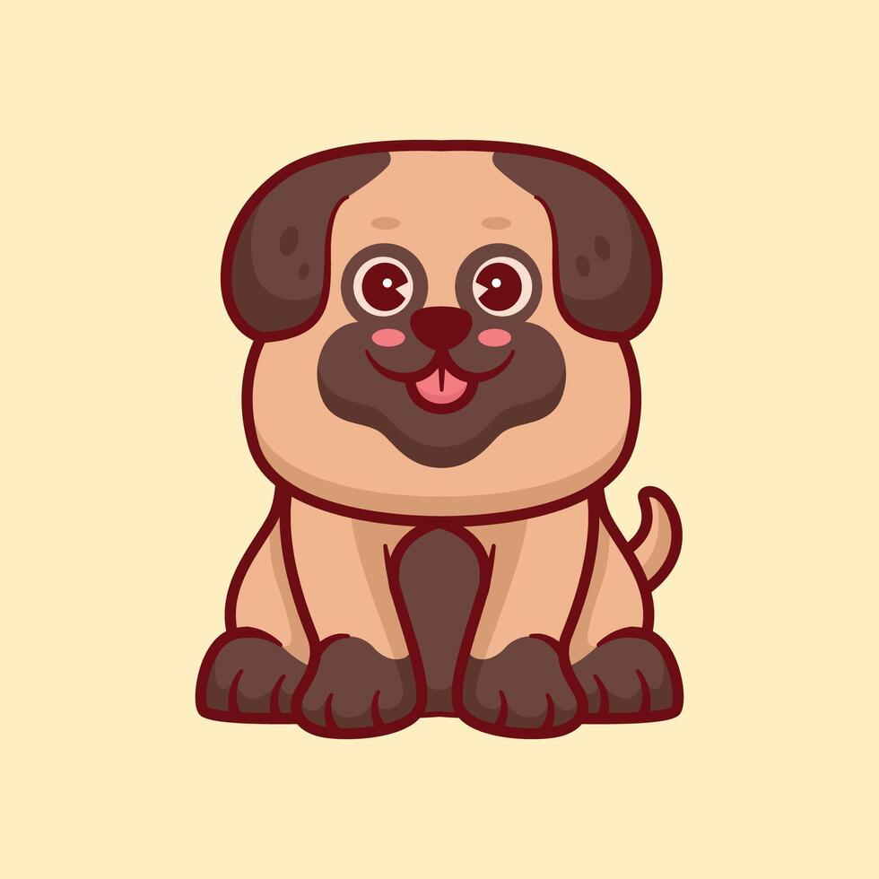 süß Bulldogge Maskottchen Charakter Tier Karikatur Illustration vektor
