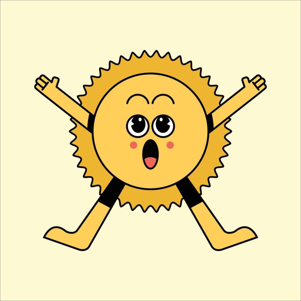 glücklich Sonne Maskottchen Logo Charakter Karikatur Vektor Symbol Illustration