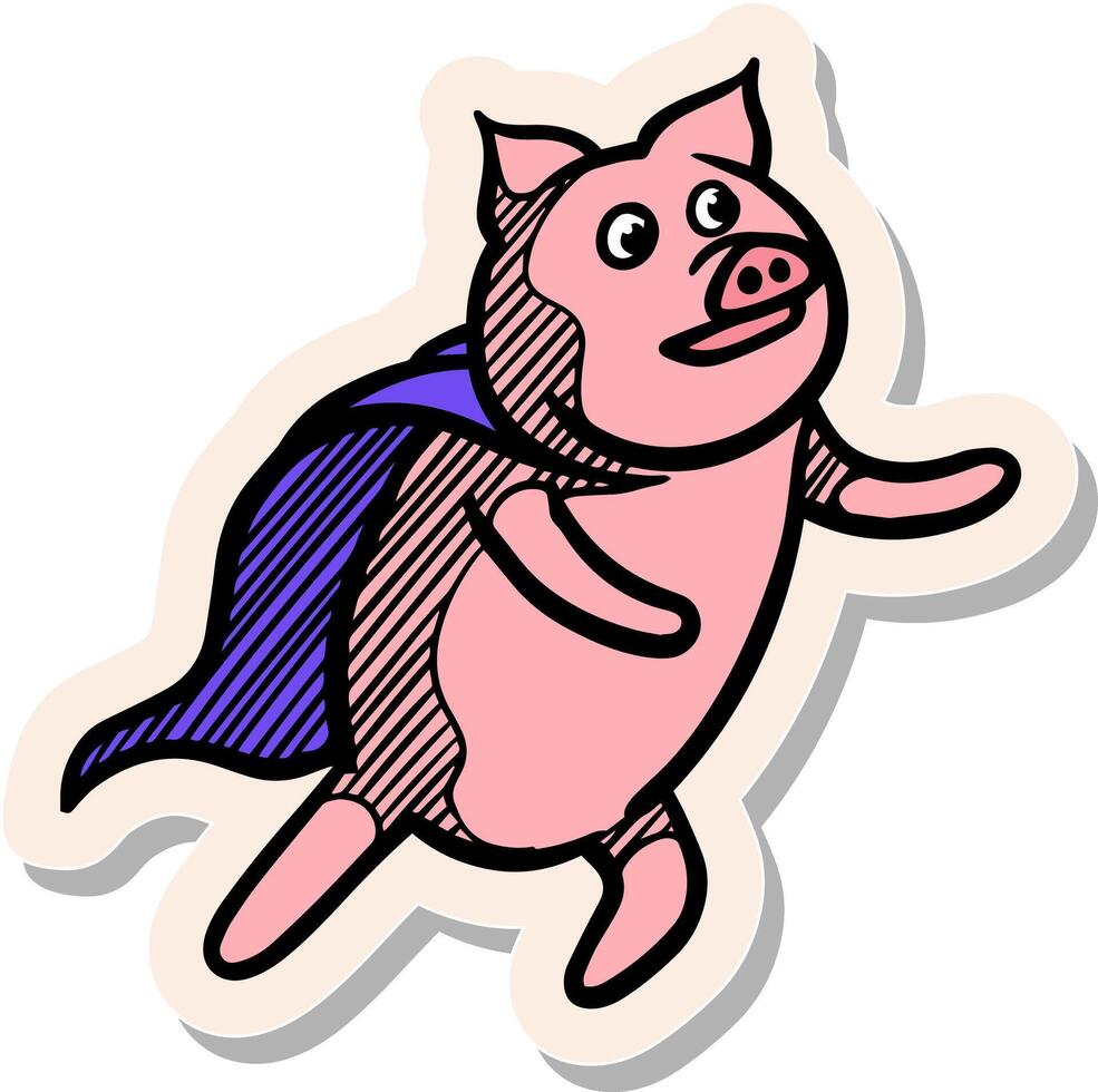 hand dragen gris i klistermärke stil vektor illustration