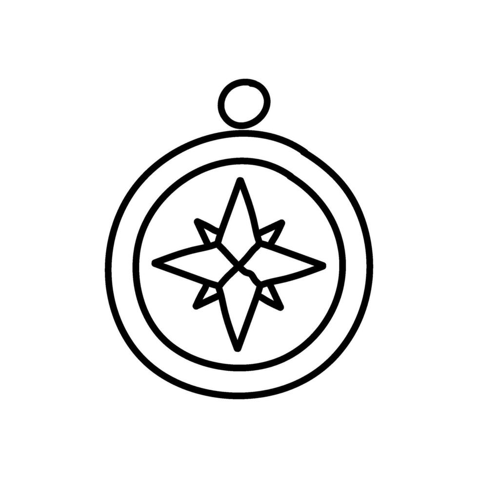 Jahrgang Kompass Symbol. Hand gezeichnet Vektor Illustration. editierbar Linie Schlaganfall.