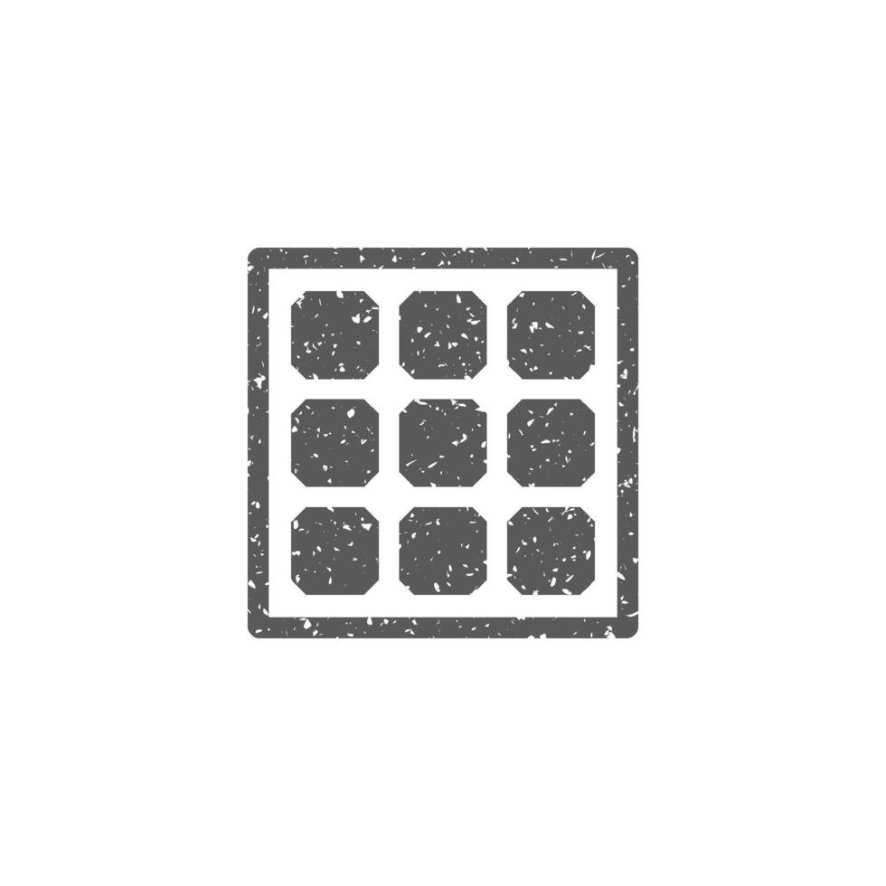 sol- celler panel ikon i grunge textur vektor illustration