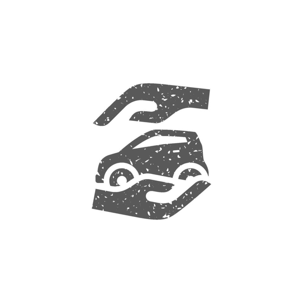 Hand halten Auto Symbol im Grunge Textur Vektor Illustration