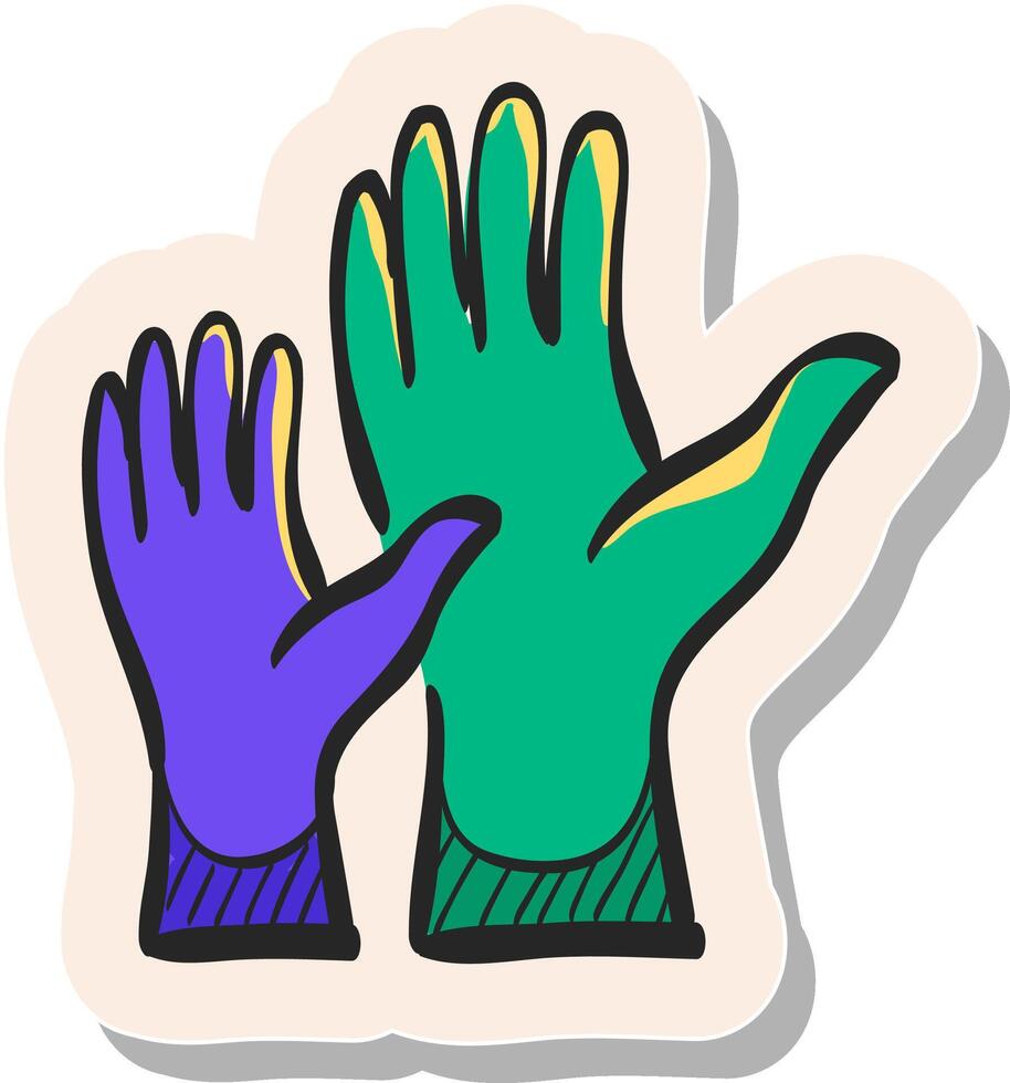hand dragen händer ikon i klistermärke stil vektor illustration