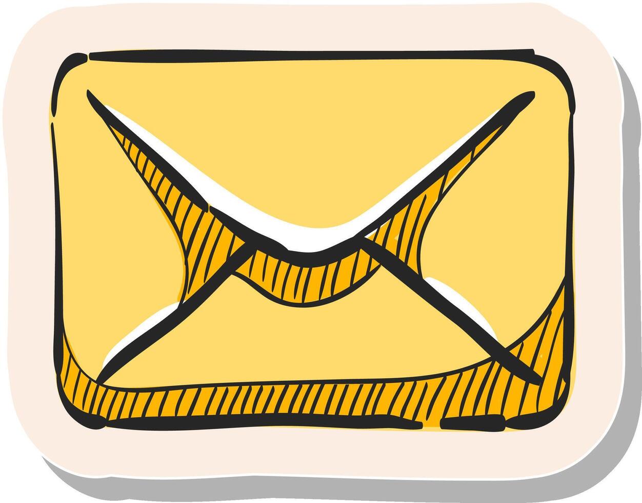 hand dragen e-post ikon i klistermärke stil vektor illustration