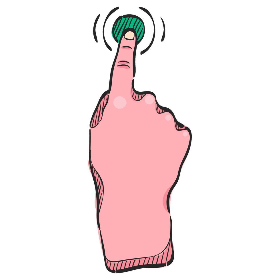 Finger Geste Symbol im Hand gezeichnet Farbe Vektor Illustration