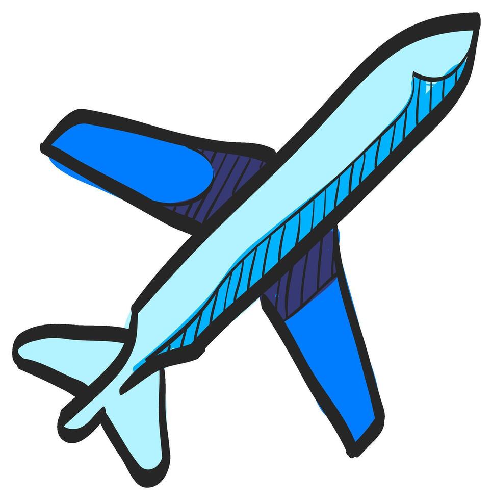 flygplan ikon i hand dragen Färg vektor illustration