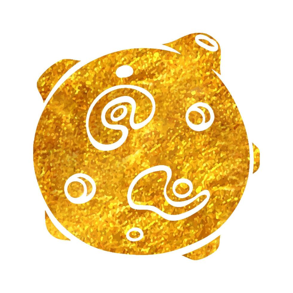 Hand gezeichnet Planet Symbol im Gold vereiteln Textur Vektor Illustration