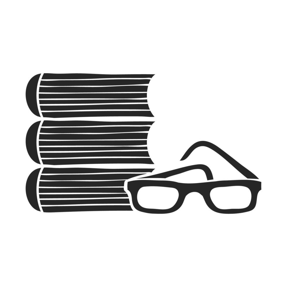 hand dragen böcker och glasögon vektor illustration