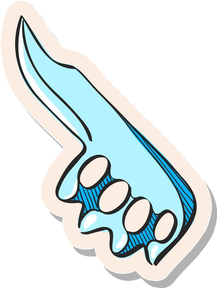 Hand gezeichnet Messer Symbol im Aufkleber Stil Vektor Illustration