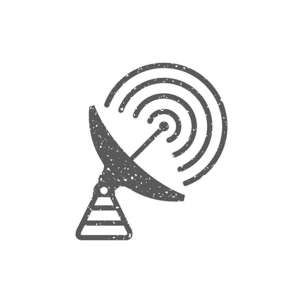 Satellit Empfänger Symbol im Grunge Textur Vektor Illustration