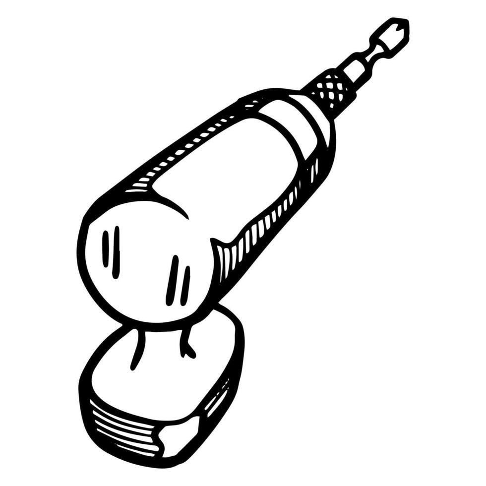 elektrisch Einschlag Treiber Symbol. Hand gezeichnet Vektor Illustration. Holzbearbeitung Werkzeug