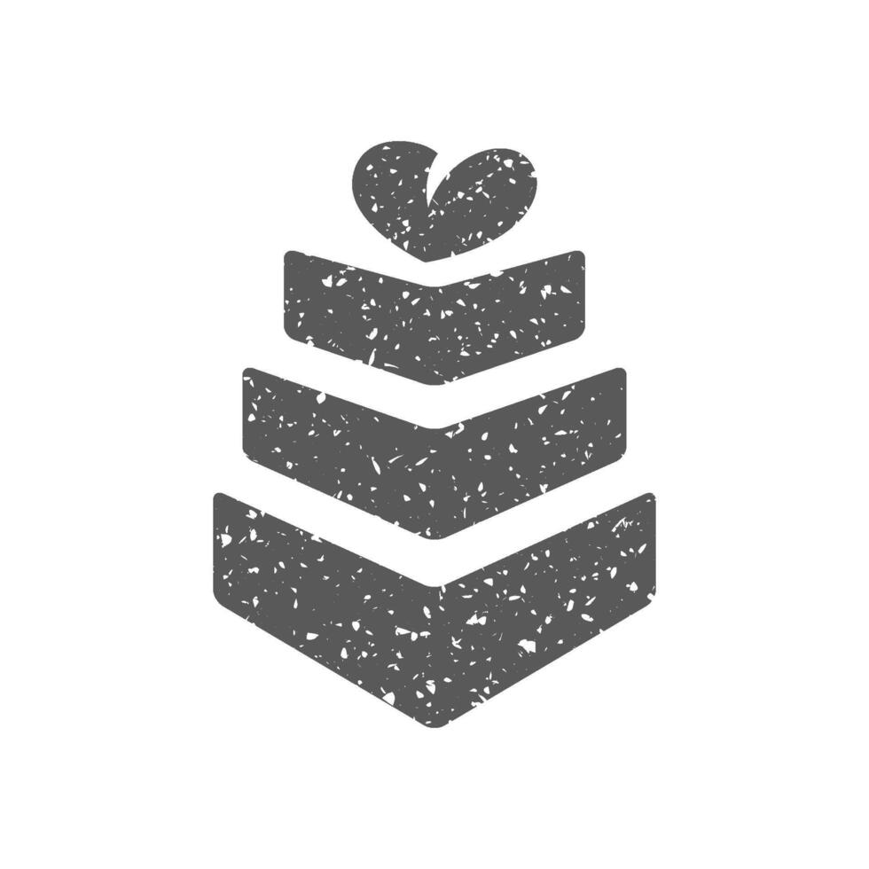 Hochzeit Kuchen Symbol im Grunge Textur Vektor Illustration