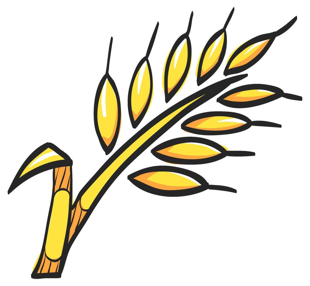 Weizen Symbol im Hand gezeichnet Farbe Vektor Illustration