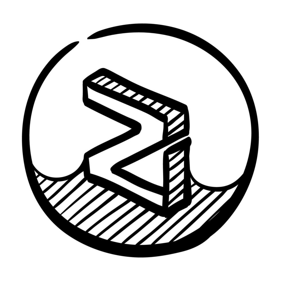 Hand gezeichnet Vektor Illustration von zilliqa Kryptowährung Symbol.