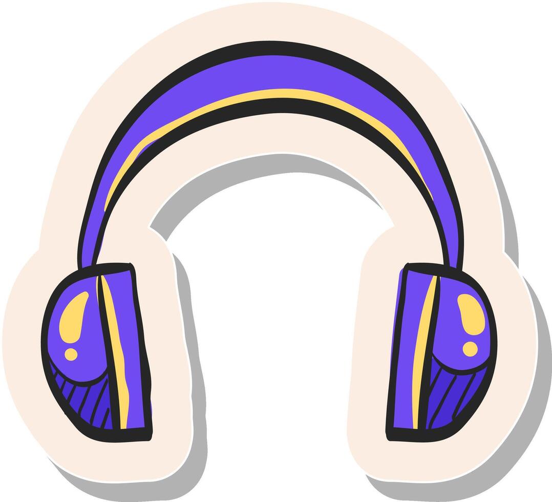 Hand gezeichnet Headset Audio- Symbol im Aufkleber Stil Vektor Illustration