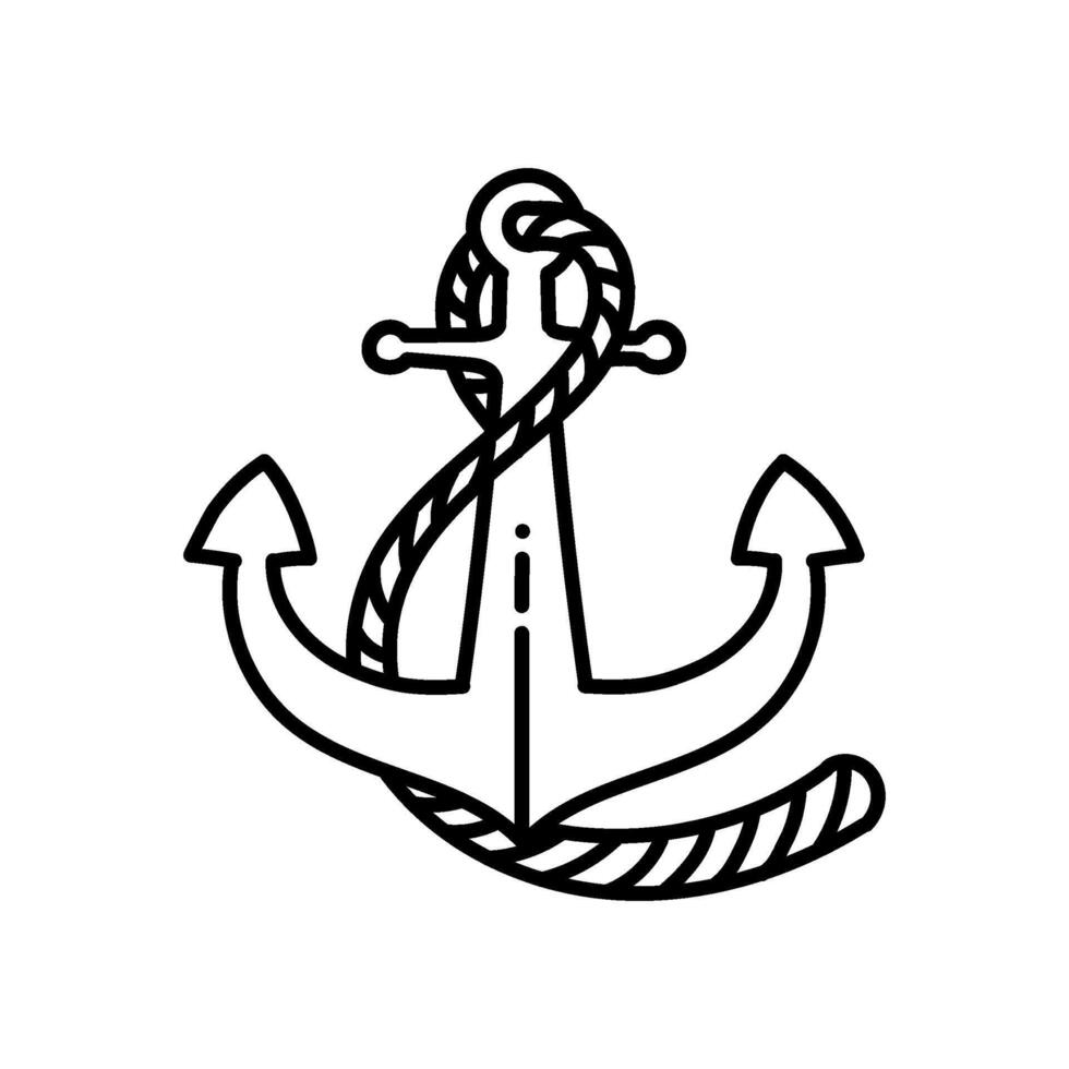 nautisk fartyg ankare ikon. hand dragen vektor illustration. redigerbar linje stroke.