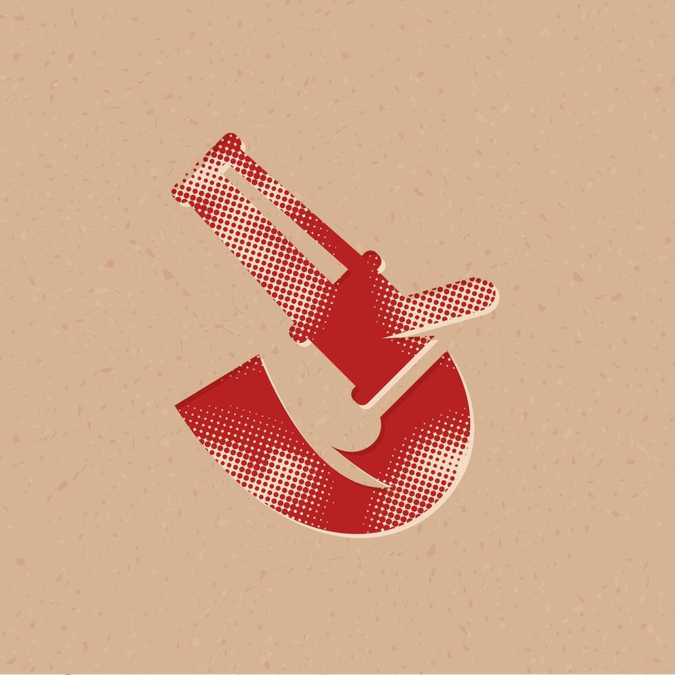 brandman vatten slang halvton stil ikon med grunge bakgrund vektor illustration