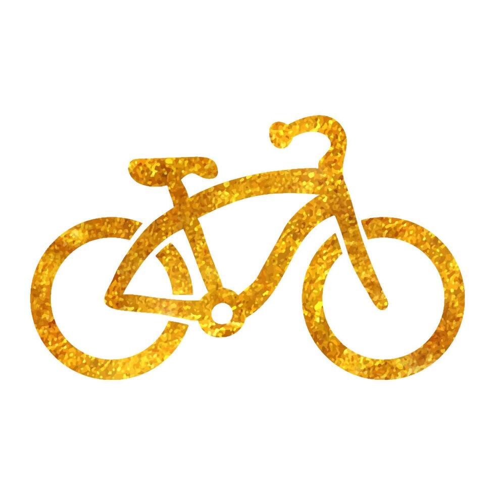 hand dragen låg ryttare cykel ikon i guld folie textur vektor illustration