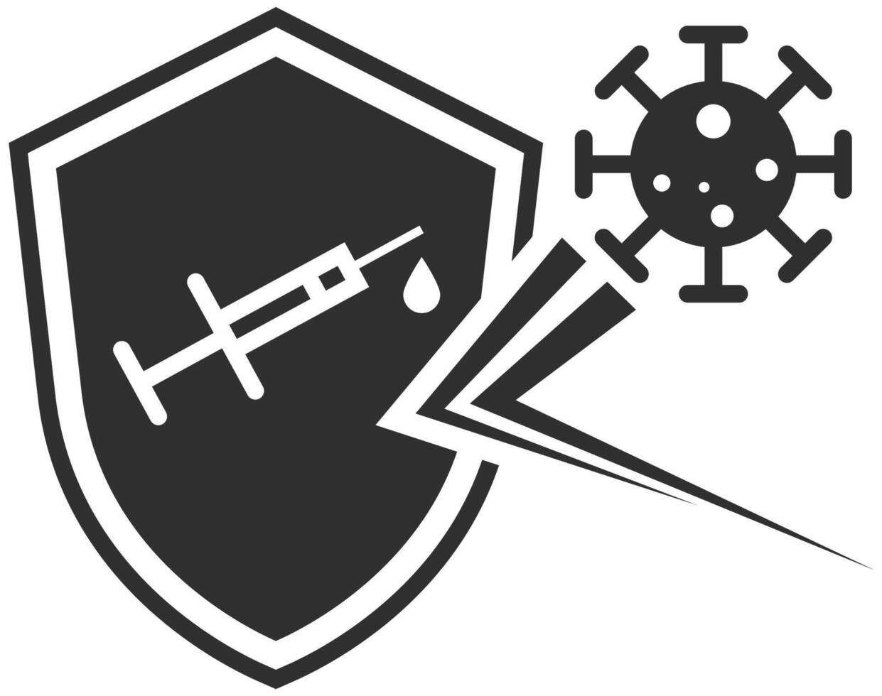 Virus Schutz Symbol im schwarz und Weiß. Schild und Spritze. Vektor Illustration.