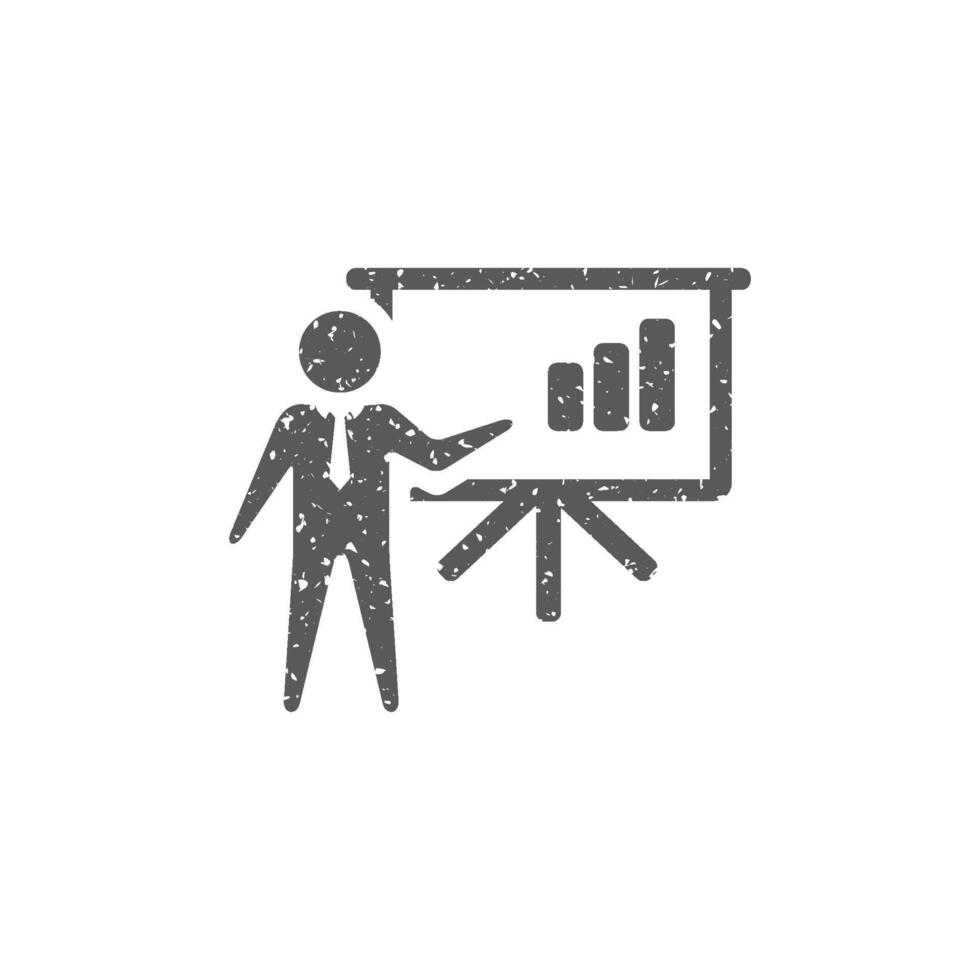 Geschäftsmann Diagramm Symbol im Grunge Textur Vektor Illustration