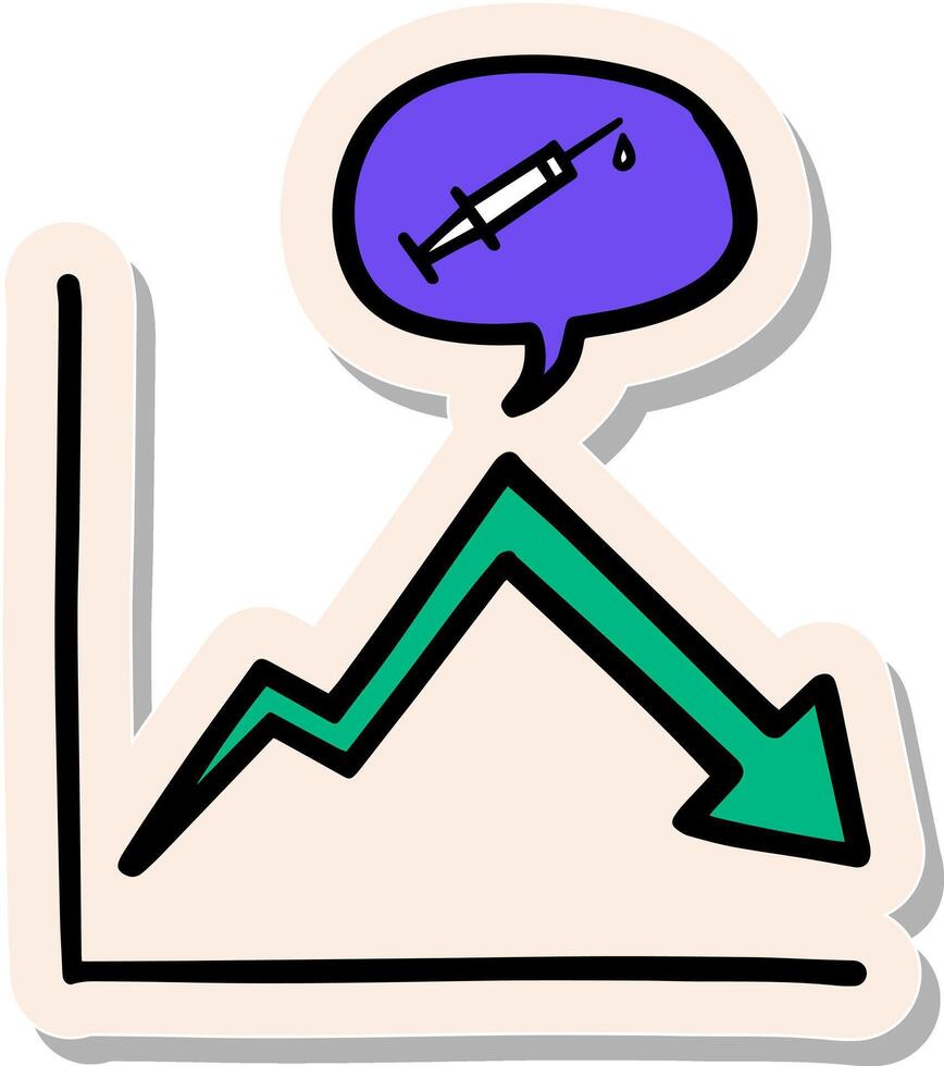 hand dragen klistermärke stil vaccination data Diagram begrepp ikon vektor illustration