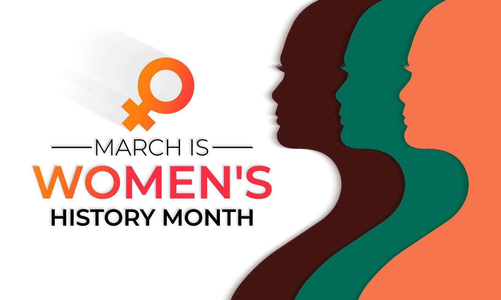 Damen Geschichte Monat ist beobachtete jeder Jahr im Marsch, ist ein jährlich erklärt Monat. Gruß Karte, Banner Poster, Flyer und Banner, Hintergrund Design. vektor