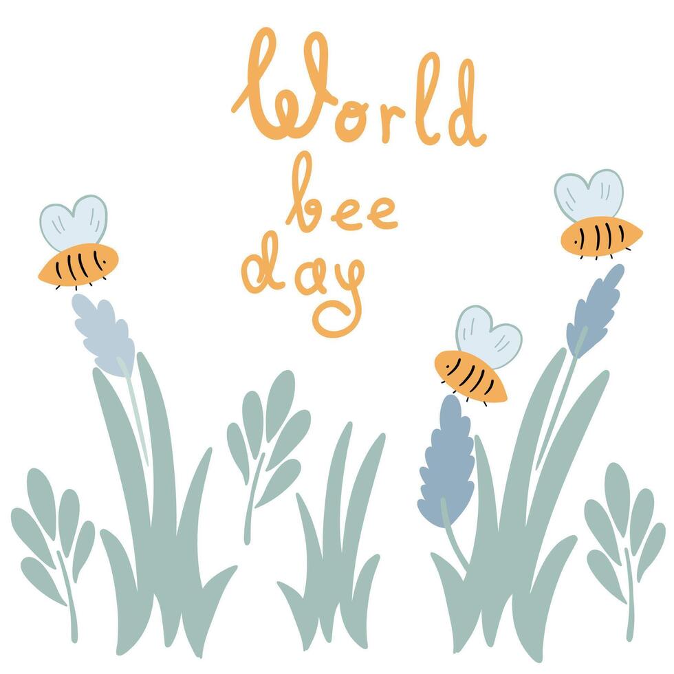 Welt Biene Tag 20 kann eben Design besser und Blumen Poster auf Weiß Hintergrund vektor