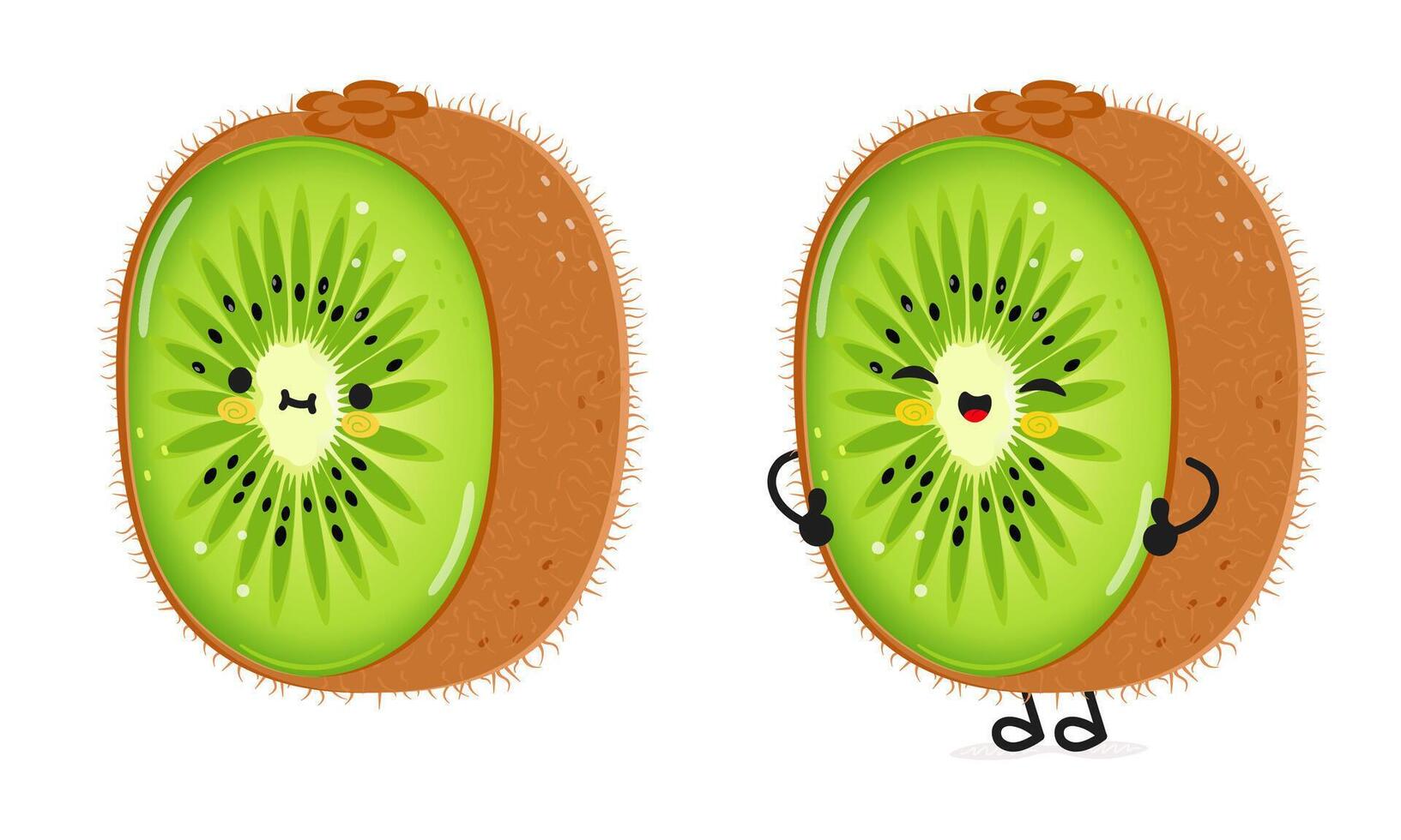 kiwi frukt karaktär. vektor hand dragen tecknad serie söt karaktär illustration ikon. isolerat på vit bakgrund. kiwi frukt karaktär begrepp